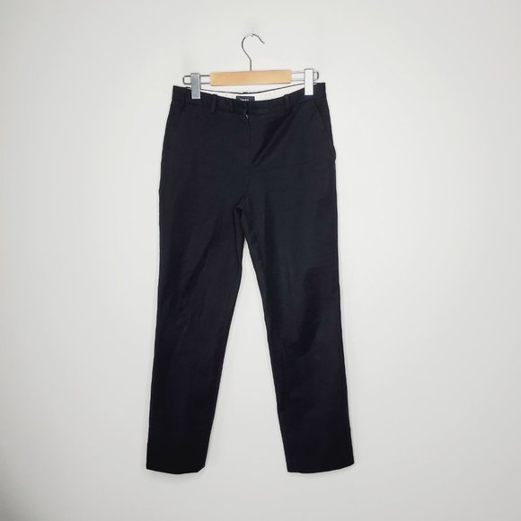 Theory Pants Straight Leg Ankle Cotton Trousers Career Classic Black 2 - Picture 2 of 12